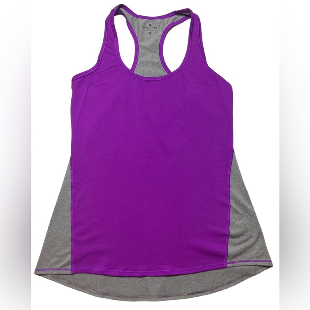 Athleta Colorblock Chi Racerback Tank Top Purple Gray. Size XS. Pre-owned